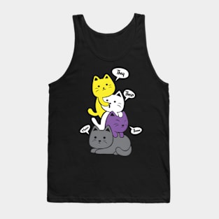 Nonbinary They Their Them Meow Non-Binary Flag Kawaii Tank Top